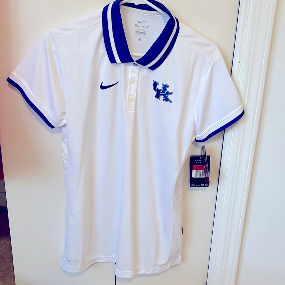 NWT Nike University of Kentucky Dri-Fit White Polo large
